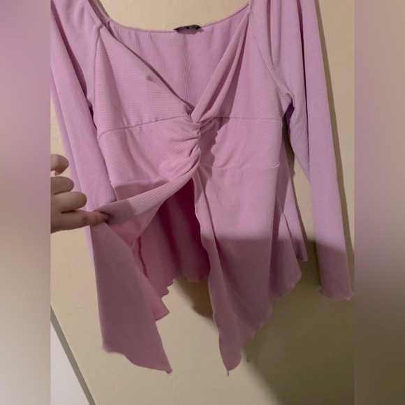 Pink long sleeve cross over top - Picture 2 of 3